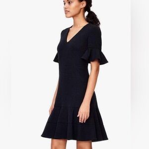 Rebecca Taylor Stretch Textured V-Neck Dress Black